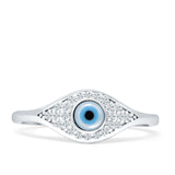 Marquise Style 7mm Evil Eye Cubic Zirconia Cluster Ring 925 Sterling Silver
