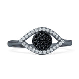 Evil Eye Cluster Black CZ Ring