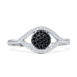 Evil Eye Ring Good Luck Cluster Black CZ 925 Sterling Silver