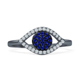 Evil Eye Cluster Blue Sapphire CZ Ring