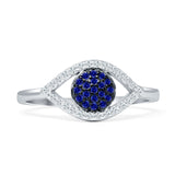 Evil Eye Cluster Blue Sapphire CZ Ring