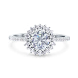 Art Deco Round Moissanite Floral Halo Ring 925 Sterling Silver