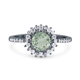 Floral Art Deco Round Natural Stone Ring