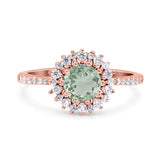 Floral Art Deco Round Natural Stone Ring