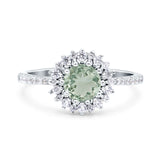 Floral Art Deco Round Natural Stone Ring