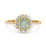 Floral Art Deco Round Natural Stone Ring