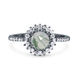 Floral Art Deco Round Natural Stone Ring