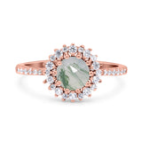 Floral Art Deco Round Natural Stone Ring