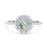 Floral Art Deco Round Natural Stone Ring