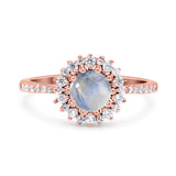 Floral Art Deco Round Natural Stone Ring