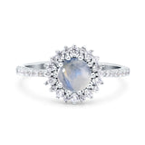 Floral Art Deco Round Natural Stone Ring