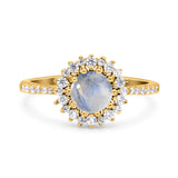 Floral Art Deco Round Natural Stone Ring