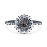 Floral Art Deco Round Natural Stone Ring