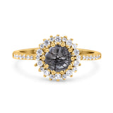 Floral Art Deco Round Natural Stone Ring