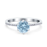 Art Deco Round Natural Aquamarine Wedding Ring 925 Sterling Silver