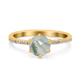 Art Deco Round Natural Stone Ring