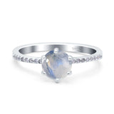 Art Deco Round Natural Moonstone Wedding Ring 925 Sterling Silver