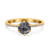 Art Deco Round Natural Stone Ring