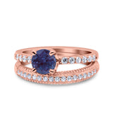 Two Piece Round Natural Stone Bridal Ring