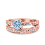 Two Piece Round Natural Stone Bridal Ring