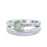 Two Piece Round Natural Stone Bridal Ring
