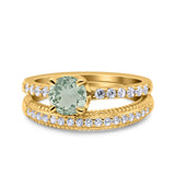 Two Piece Round Natural Stone Bridal Ring