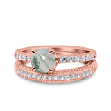 Two Piece Round Natural Stone Bridal Ring
