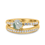 Two Piece Round Natural Stone Bridal Ring