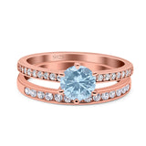 Art Deco Round Natural Stone Wedding Set Ring