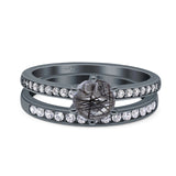 Art Deco Round Natural Stone Wedding Set Ring