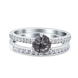 Two Piece Round Natural Rutilated Quartz Bridal Ring 925 Sterling Silver