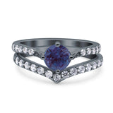 Two Piece Round Natural Stone Art Deco Ring
