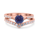 Two Piece Round Natural Stone Art Deco Ring