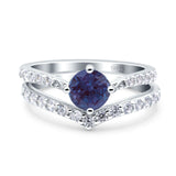Two Piece Round Natural Stone Art Deco Ring