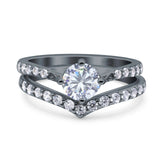Two Piece Round Natural Stone Art Deco Ring
