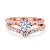 Two Piece Round Natural Stone Art Deco Ring