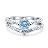 Two Piece Round Natural Stone Art Deco Ring