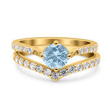 Two Piece Round Natural Stone Art Deco Ring