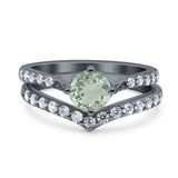 Two Piece Round Natural Stone Art Deco Ring