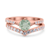Two Piece Round Natural Stone Art Deco Ring