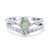 Two Piece Round Natural Stone Art Deco Ring