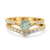 Two Piece Round Natural Stone Art Deco Ring