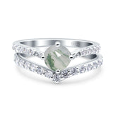 Two Piece Round Natural Stone Art Deco Ring