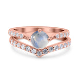 Two Piece Round Natural Stone Art Deco Ring