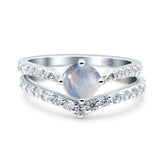Two Piece Round Natural Stone Art Deco Ring