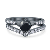 Two Piece Round Natural Stone Art Deco Ring