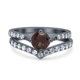 Two Piece Round Natural Stone Art Deco Ring