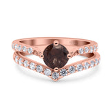 Two Piece Round Natural Stone Art Deco Ring