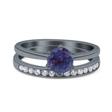 Two Piece Round Natural Stone Art Deco Ring