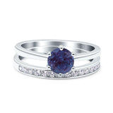 Two Piece Round Natural Stone Art Deco Ring